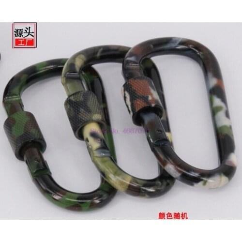By DHL 1000pcs Camouflage Carabiner Outdoor Camping Accessories Screw Locking Carabiner Keychain Aluminium Hiking Travel tool