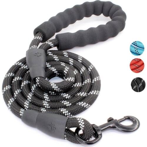 1.5M Strong Nylon Dog Leash Collar Dogs Rope with Comfortable Padded Handle Highly Reflective Threads for Medium and Large Dogs