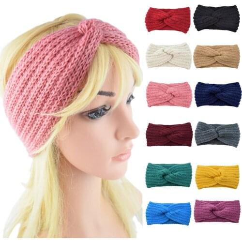 Soft Stretch Ear Warmer Headband Hair clips 2020 Women Winter Cable Knit Headbands Hairbands for Women Girls Fashion