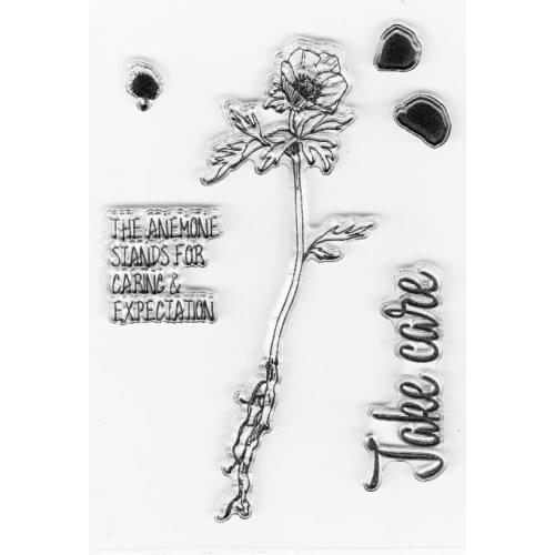 Anemone flower clear stamps tranparent silicone rubber deocorative stamps