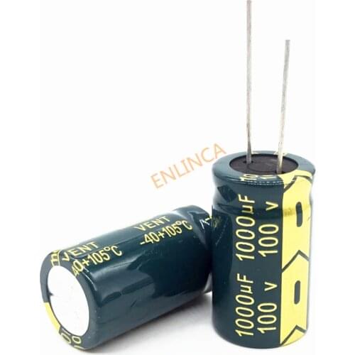 2pcs/lot high frequency low impedance 100V 1000UF 18*30 20% RADIAL aluminum electrolytic capacitor 1000000nf 20