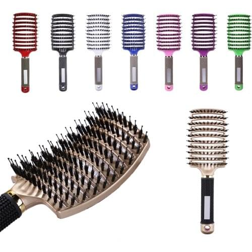 Hair Scalp Massage Comb Hairbrush Bristle Nylon Women Wet Curly Detangle Hair Brush for Salon Hairdressing Styling Tools 8 Color