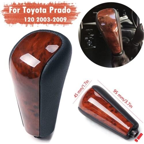 For Toyota Prado 120 2003-2009 Genuine Leather Gear Shifter Knob Handle AT Speed Peachwood Shift Knob