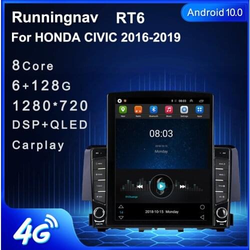Runningnav For HONDA CIVIC 2016 2017 2018 2019 Tesla Type Android Car Radio Multimedia Video Player Navigation GPS