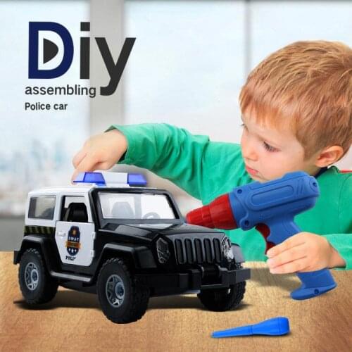 DIY Electric Drill Disassembly Airplane Police Car Model Screwing Blocks Parent-child Interaction Childrens Educational Toy