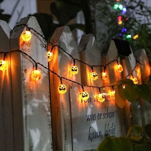 Pumpkin Led Lights Christmas Lanterns Garland Solar Outdoor Lights Garland Halloween Party Decoration Solar Garland Led Lighting