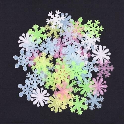 50pcs Luminous Snowflake Glow in the Dark Wall Stickers Window Shop Decals Kids Baby Rooms Christmas Stickers Home Decor
