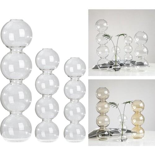 Clear Glass Unique Flower Vase Dried Flower Decoration for Home Decor Event