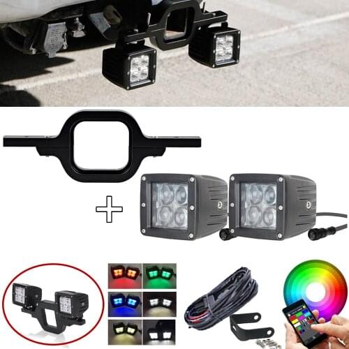 Universal Car Tow Hitch Mounting Bracket + Bluetooth App 5D RGB LED Backup Reverse Light For Toyota FJ Cruiser SUV Truck Trailer