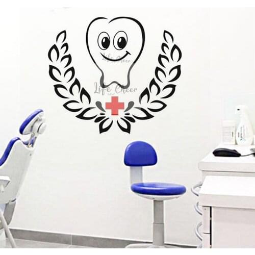 Dental Hospital Sign Wall Sticker Teeth Care Center Dental Clinic Vinyl Murals Vinyl Wall Decal Simle Teeth Wall Poster AC001