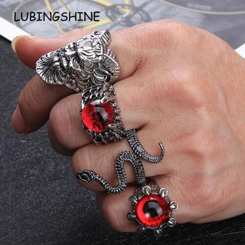 Vintage Finger Snake Rings for Women Men Evil Eye Silver Color Punk Open Adjustable Knuckle Ring Party Jewelry Gift