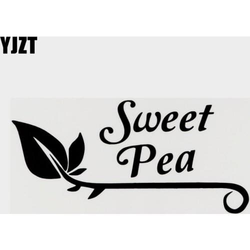 YJZT 16.3CM×7.8CM Fashion Sweet Pea Vinyl Car Window Sticker Decal Black/Silver 18B-0074