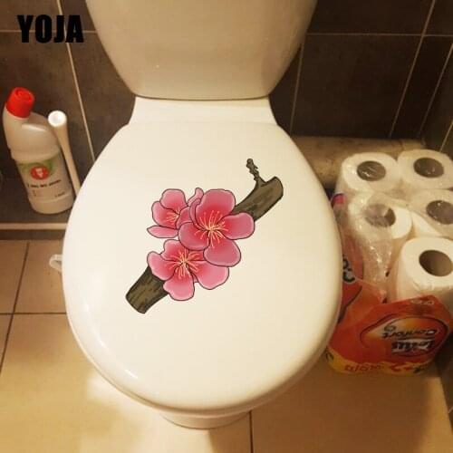 YOJA 24.5*13.7CM Flower Branch Bathroom Toilet Seat Decor Home Room Wall Sticker Decal T1-0462