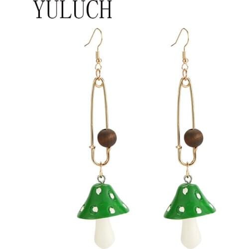 YULUCH Girls resin mushroom pendant earrings ladies art alloy jewelry ladies leisure vacation earrings woman