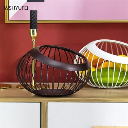 Iron fruit basket desktop storage basket simple home living room fruit plate creative hollow decoration storage basket