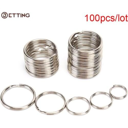 100PCS/Lot Stainless Steel DIY Polished Split Ring Keyrings Key Chain Hoop Loop Key Holder Dia 12 15 16 20mm