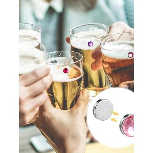12pcs/set Bar Champagne Flute Cocktail Martini Color Crystal Magnetic Beverage Marker Wine Glass Ornament