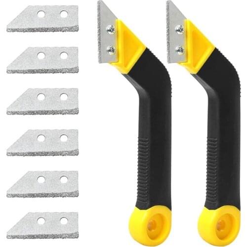 2 Pcs 8-Inch Angled Grout Hand Saw Tile Grout Saw Grout Removal Tool Diamond Surface Blades for Tile Grout Cleaning