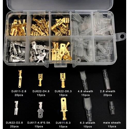 45sets/lot 150PCS Box pack 6.3/4.8/2.8 Plug spring + Inserting blocks + sheath cold-pressed terminal wire connector male female