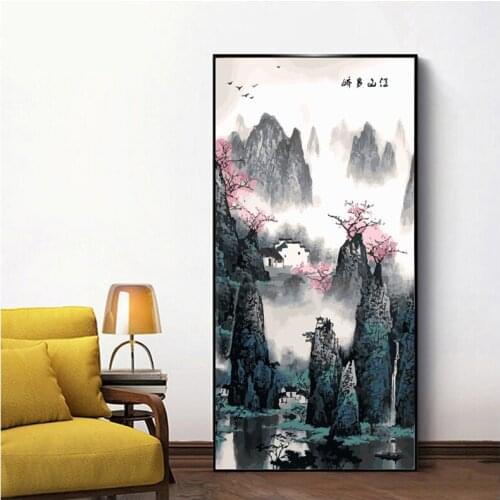 Diy 5D Diamond Painting Chinese style landscape Full square round Cross Stitch Rhinestone Mosaic Home DecorationZP-3522