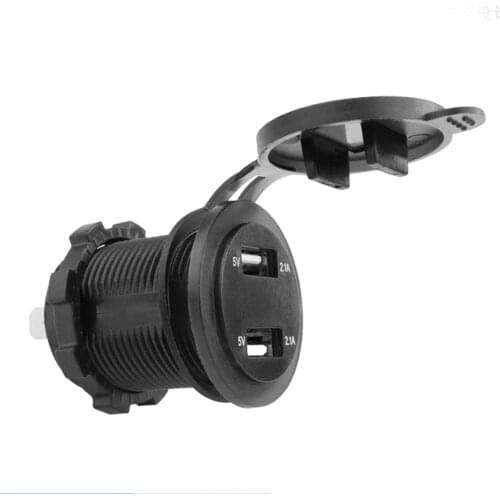 2.1A 1A Dual USB Car Charger Cigarette Lighter Socket Plug LED Digital Display Voltmeter Waterproof For 12V/24 Car Motorcycle