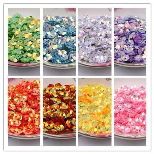 50g/lot PVC Sequins 5mm Flower With 1 Center Hole Plum Blossom Cup Loose Sequins 14 AB Golden Brilliant Colors Available