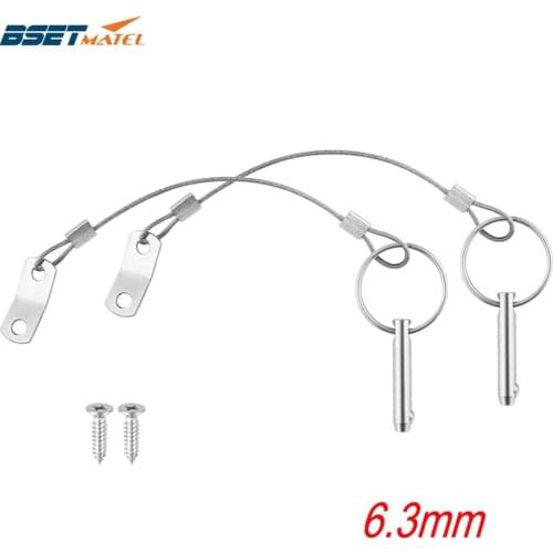 2PCS 6.3mm Stainless Steel 316Quick Release Pin with Lanyard for Boat Bimini Top Deck Hinge Marine hardware