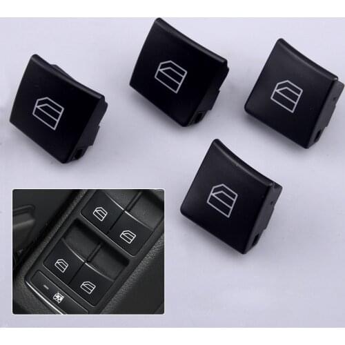 4Pcs Black Car Master Window Switch Button Cover Cap Fit for Mercedes-Benz C Class W204 C200 C220 E200 CLA GLK ML350