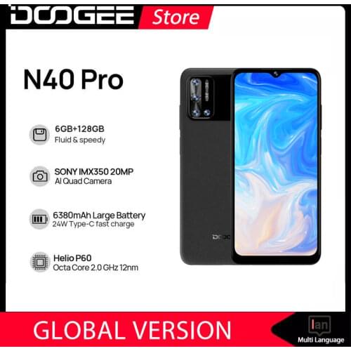 World Premiere DOOGEE N40 Pro Smartphone Sony 20MP Quad Camera Mobile Phones Helio P60 Octa Core 6GB+128GB Cellphone 6380mAh