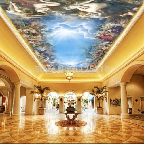 Hotel Villa style palace 3D stereo ceiling of large zenith mural wallpaper Custom Size