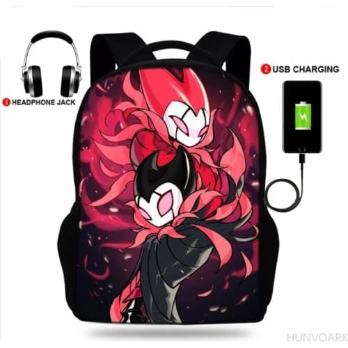 Action Game Hollow Knight Print Backpack USB Charging Backpacks For Teenager Boys&Girls School Bags Laptop Daily Backpacks