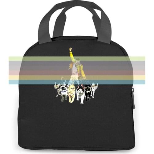 Freddie Mercury Queen With His Cats Great women men Portable insulated lunch bag adult