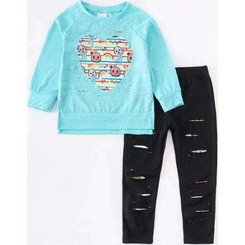 Girlymax Cotton Milk Silk Baby Girls Black Pants Cotton Set Boutique Kids Clothing Rainbow Watermelon Print