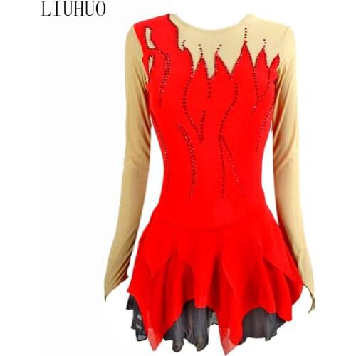 Custom Ice Skating Costumes Girls Women Children Quality Rhinestones Crystals Inline Speed Figure Ice Skating Dress