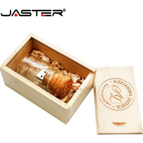 JASTER wooden cork drifting bottle usb2.0 flash drive pendrive 4GB 8GB 16GB 32GB 64GB wishing bottle wedding gift customer LOGO