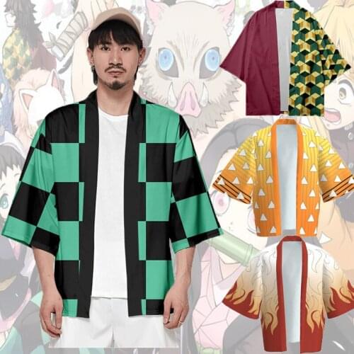 Demon Slayer Kimetsu No Yaiba Summer Casual Cool Streetwear Printing Kimono Haori Yukata Cosplay Women/Men Halloween Party