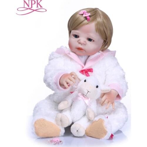 NPK 56CM Full Silicone Vinyl Reborn Baby Doll Toys Lifelike Soft Touch Newborn babies Doll Kids Birthday Gift Girls Brinquedos