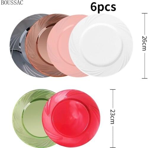 Multi-style American Plastic Plate Cake Plate Disposable Round Plastic Plate Flat Plate Steak Western Plate 6pcs