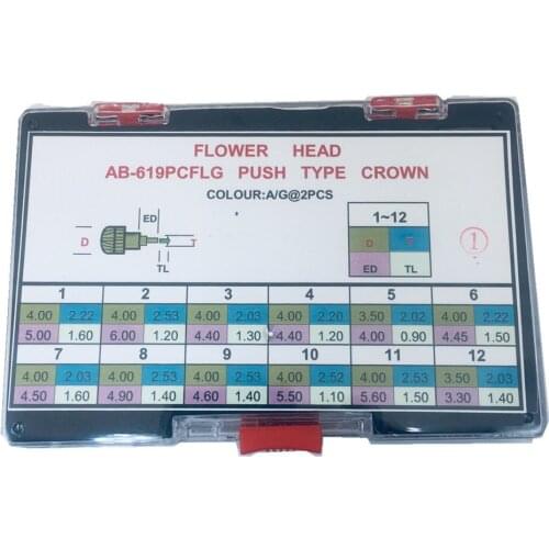 Professional Stainless Steel Flower Head Push Type Watch Pusher Crown Kit 3.5mm 4.0mm for Watchmaker Repair Accessories 24Pcs