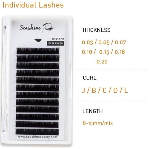 Seashine Mink False Eyelashes 1Tray Individual Lashes J/B/C/D/L Russia Volume Lashes Premade Fans Makeup Accept Private Logo