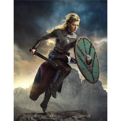 New Arrivals 5D DIY Full Round Diamond Painting Vikings TV Poster Cross Stitch 3D Embroidery Rhinestone Home Decor Gift Y368
