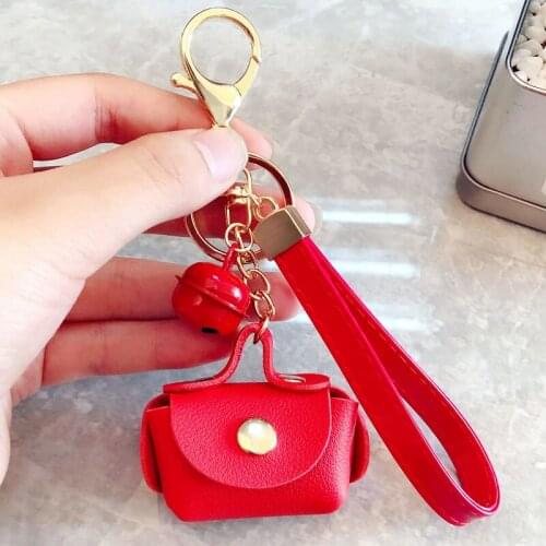 New Fashion Mini Cute Handbag Plush Keychains Key Rings PU Leather Bag Keychain for Women Bag Pendant Fun Dollhouse Accessories