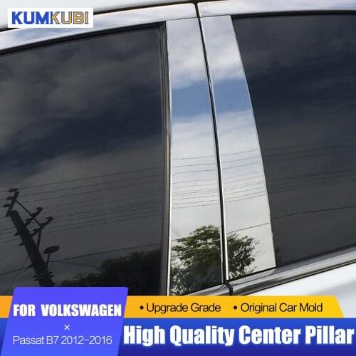 Stainless Steel Window Trims Center Pillars B + C Pillar Cover For Volkswagen Passat B7L B7 Accessories 2012 2013 2014 2015 2016