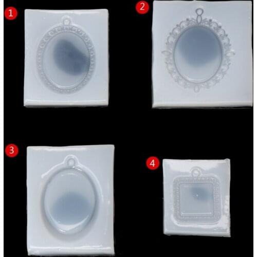 Oval Mirror Frames Liquid Silicone Mold Base DIY Resin Jewelry Pendant Necklace Dried Flower Resin Decorative DIY Hand Crafts