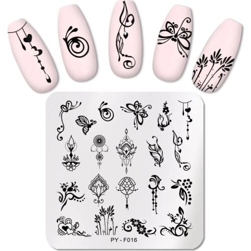 PICT You Butterfly Pattern Nail Stamping Plates Nail Art Plate Pictures Stainless Steel Nail Design Stencil Tools PY-F016