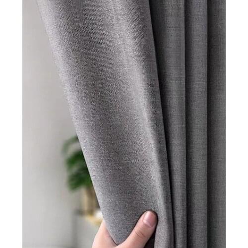 Thicken Grey Imitation Linen Polyester Shower Curtain Waterproof Bath Curtains for Bathroom with Hooks Japanese Fabric