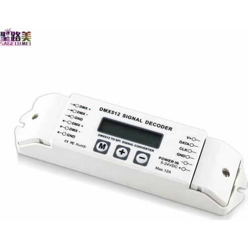 DC5V-24V 12V BC-820 DMX to SPI Signal Decoder DMX512 1990 Controller Convertor for 6803 8806 WS2811/2801/WS2812 LED Pixel Tape