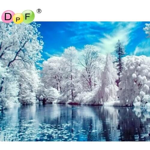 Crafts Beautiful Nature Snow Winter Landscape Diy Diamond Painting Embroidery Cross Pasted For Square Mosaic Drill River