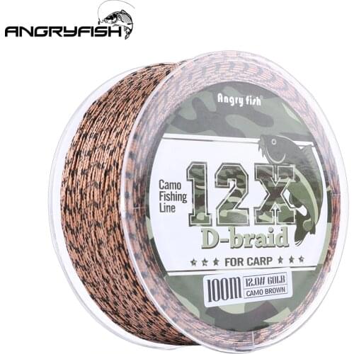 ANGRYFISH Carp Fishing Line D-braid 100 Meters Camo Fishing Line 12 Strands Braid Line