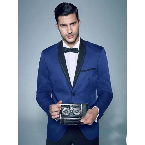 Blue men suit groom wedding suits for men fashion Jacket+Pants custom made costume homme 2020 terno slim fit tuxedo party suits
